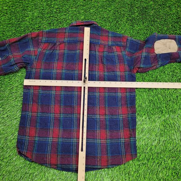 Vintage Pendleton Wool Plaid Shirt Medium 21x27 Elbow-Patch USA - Picture 4 of 11